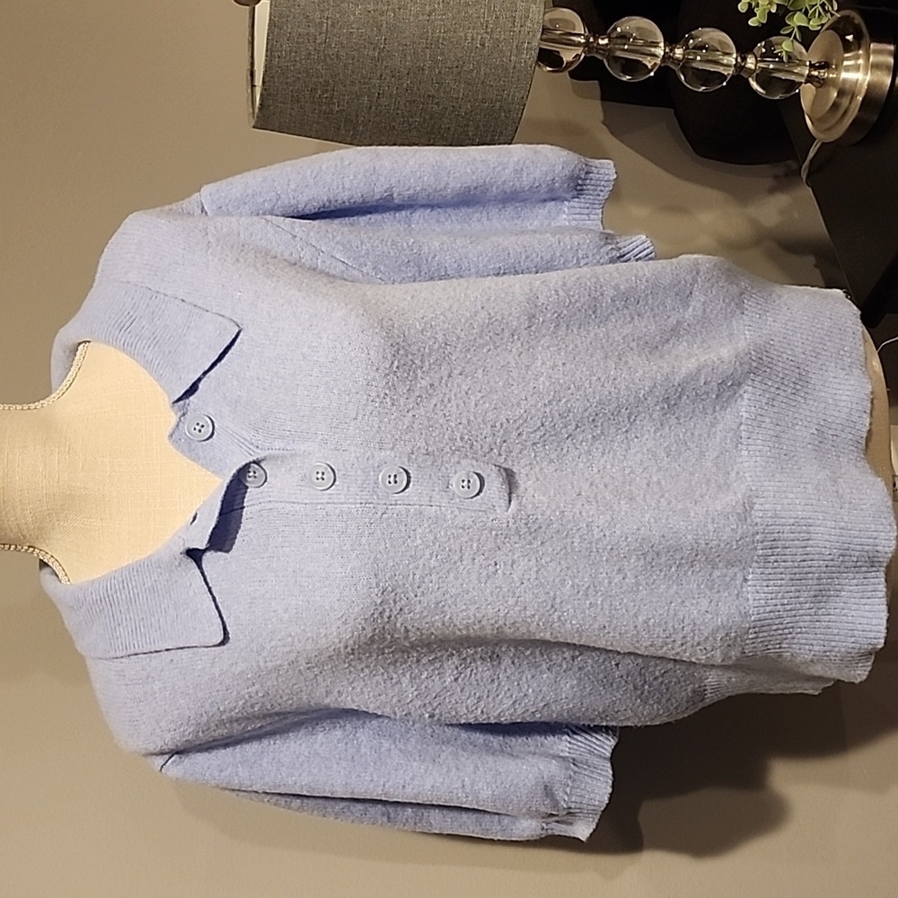 A New day short sleeve sweater blouse light blue size XL